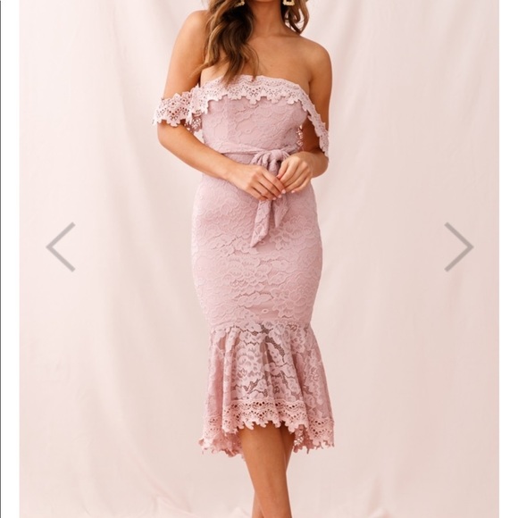 selfie leslie Dresses & Skirts - Off the shoulder lace dress - Mauve